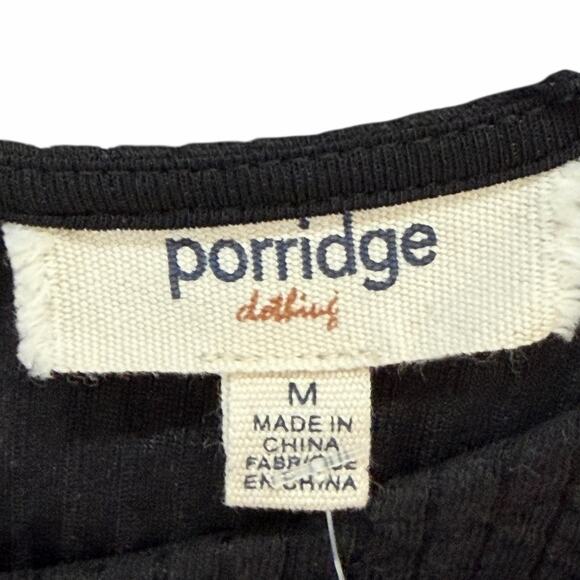 Anthropologie Porridge Joan Bell Sleeved Top Womens M Black Ribbed Boho Chic - Picture 12 of 14